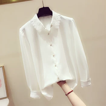 2019 summer chiffon women blouse and shirts office lady solid white shirts outwear tops 
2019 summer chiffon women blouse and shirts office lady solid white shirts outwear tops