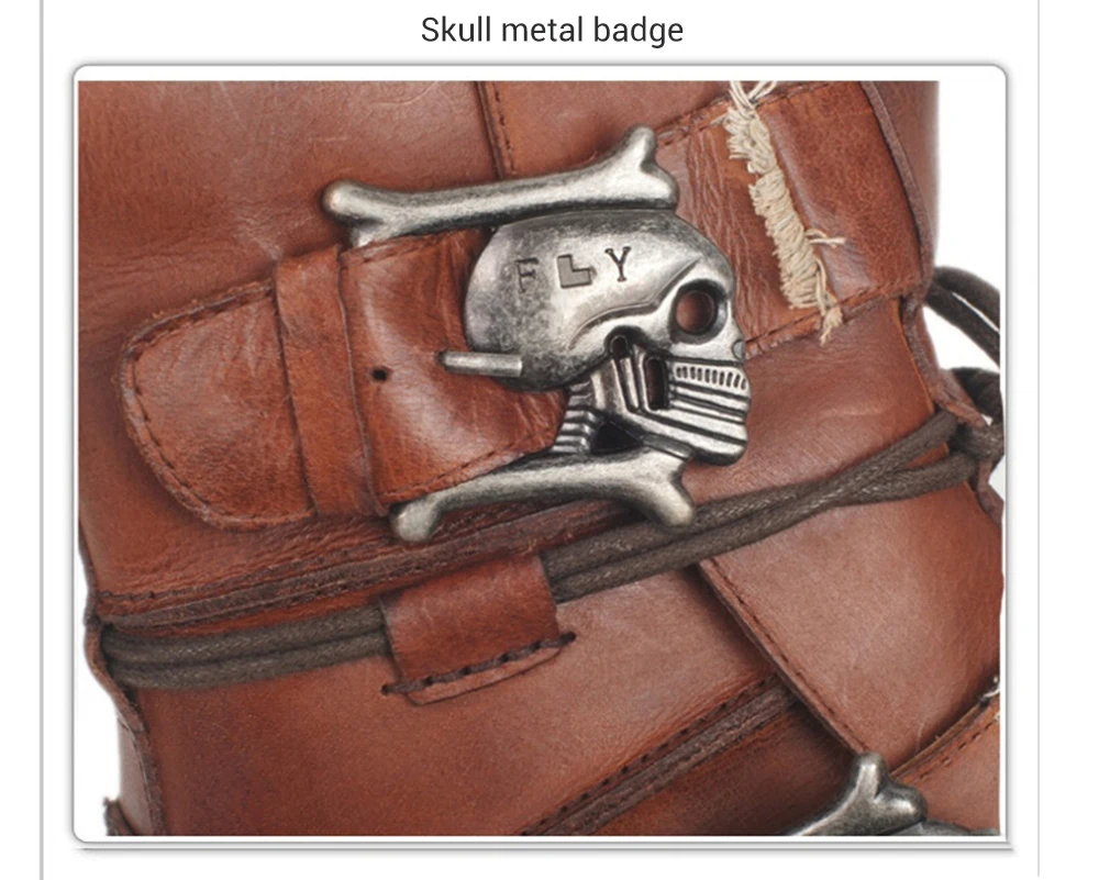 Handmade Skull Leather Boots