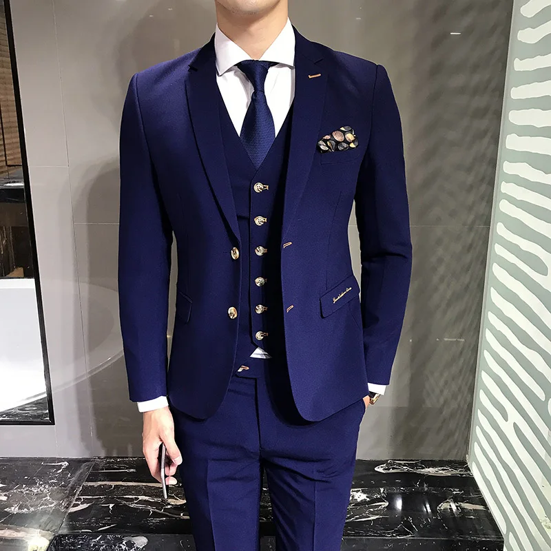 Classic Fashionable Blue Mens 3 Piece Suit ( Suit Jackets+vests+pants ) High Quality Slim Fit Men Wedding Suits 2019
Classic Fashionable Blue Mens 3 Piece Suit ( Suit Jackets+vests+pants ) High Quality Slim Fit Men Wedding Suits 2019
