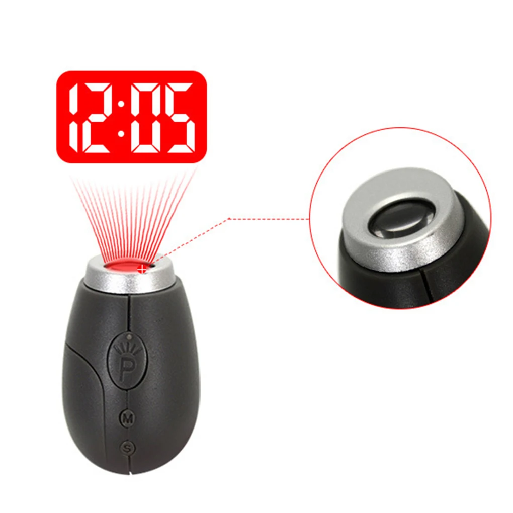 

LED Portable Mini Digital Project Clock Keychain Key Ring Wall Projection Watch Time Date Timer