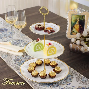 Gold Inlay Bone China Triple Decker Plates Fruit Dishes Cake Plate Candy Dish Ceramic Tray Porcelain Tableware Decoration
Gold Inlay Bone China Triple Decker Plates Fruit Dishes Cake Plate Candy Dish Ceramic Tray Porcelain Tableware Decoration