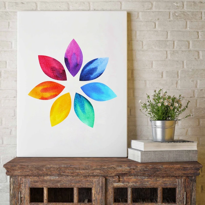 Colorful Lotus Flower Yoga Wall Art Print Poster , Watercolor Chakras Yoga Om Meditation Picture Canvas 4