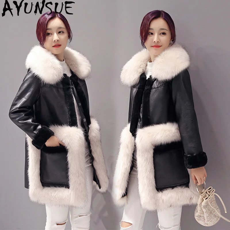 AYUNSUE European 2019 Winter Faux Leather Jacket Women Fur Collar Black Coat Warm Jackets and Coats Casacas Para Mujer KJ526
AYUNSUE European 2019 Winter Faux Leather Jacket Women Fur Collar Black Coat Warm Jackets and Coats Casacas Para Mujer KJ526
