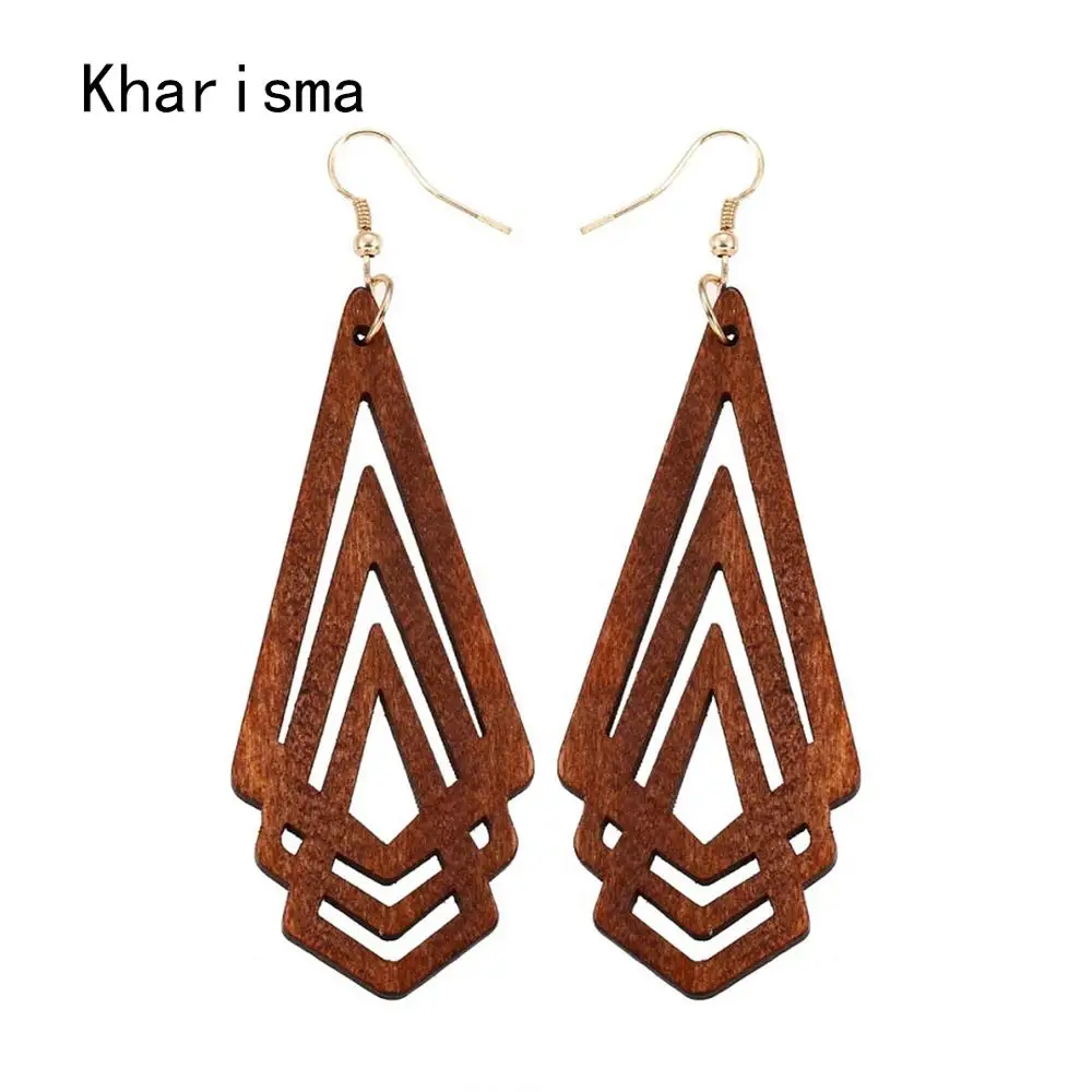 KHARISMA Vintage Women Black Brown Gold Wooden Hollow Statement Dangle Drop Earrings Fashion Red Long Hanging Earrings For Party
KHARISMA Vintage Women Black Brown Gold Wooden Hollow Statement Dangle Drop Earrings Fashion Red Long Hanging Earrings For Party