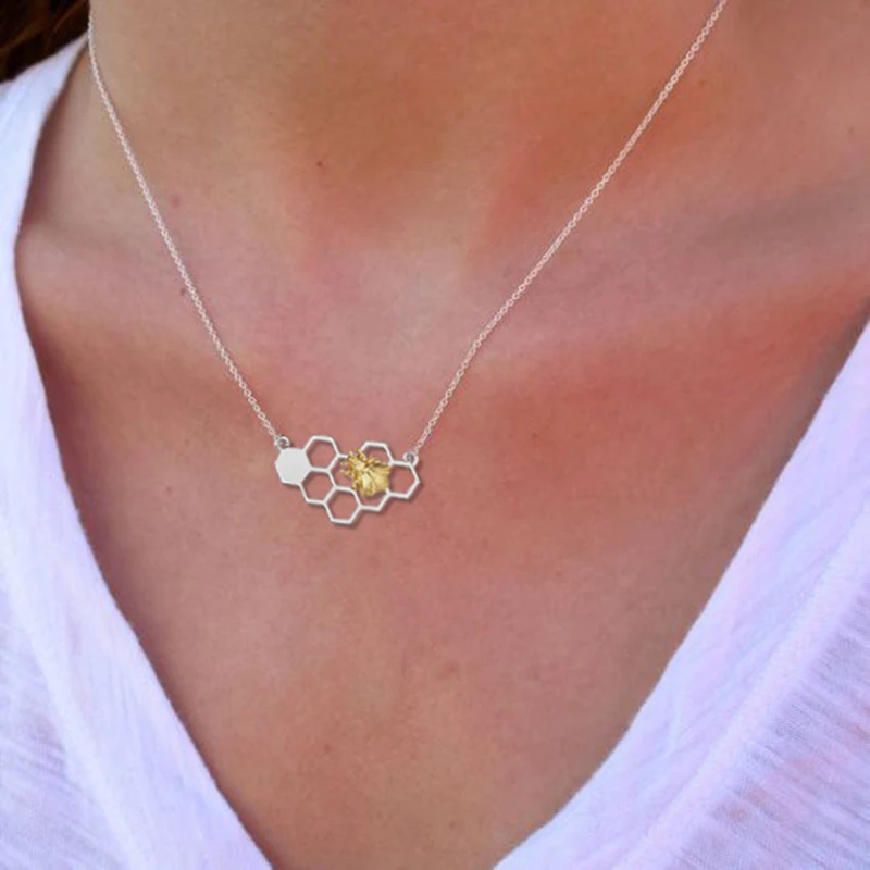 Simple Bee Honeycomb Pendant Necklace Silver Open Honeycomb Pattern Honey Glamor Necklace Hard Worker Gift Mother's Day Gift
Simple Bee Honeycomb Pendant Necklace Silver Open Honeycomb Pattern Honey Glamor Necklace Hard Worker Gift Mother's Day Gift