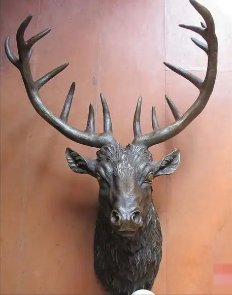 30 &quotЗападная Стена висячая художественная Чистая Бронзовая статуя голова оленя