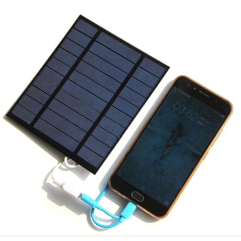 Фото 2.5W 5V Solar Charger Polycrystalline Panel For Mobile Power Bank 3.7V Battery Light 130*150MM Free Shipping | Электроника