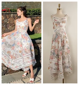 New Early Spring 2019 Printed Lace Layer Cutting and Splicing High waist Suspender Irregular Dresses
New Early Spring 2019 Printed Lace Layer Cutting and Splicing High waist Suspender Irregular Dresses