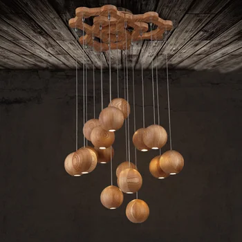 Vintage wood ball pendant light for Living room,1/7/10/16 Heads Wood ball Home Lighting Suspension Lamp Restaurant Droplight
Vintage wood ball pendant light for Living room,1/7/10/16 Heads Wood ball Home Lighting Suspension Lamp Restaurant Droplight