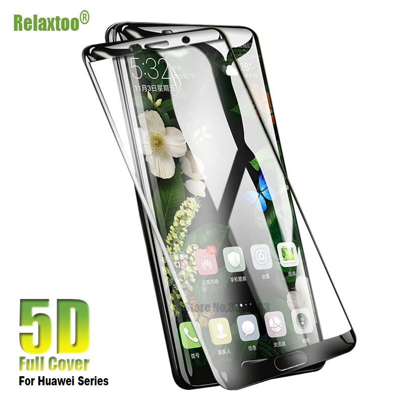 5D 9H Full Cover Screen Protector For Huawei P10 Lite Glass Film Plus Mate 10 lite Honor 8 9 Nova Tempered | Мобильные телефоны и
