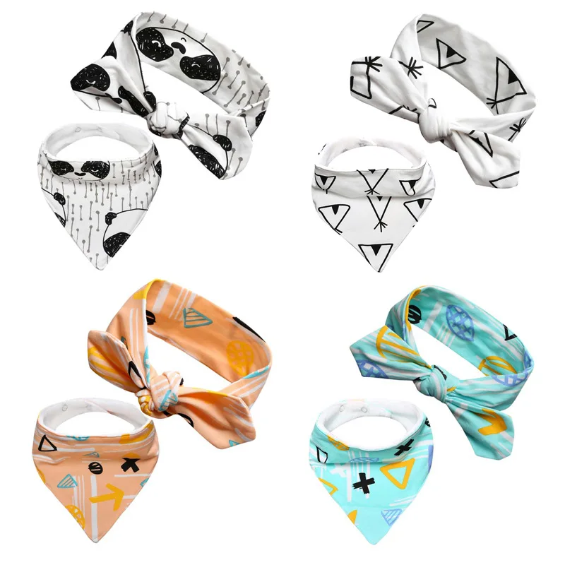 2018 INS baby saliva towel 2 piece headband triangle scarf children's accessories set 
2018 INS baby saliva towel 2 piece headband triangle scarf children's accessories set