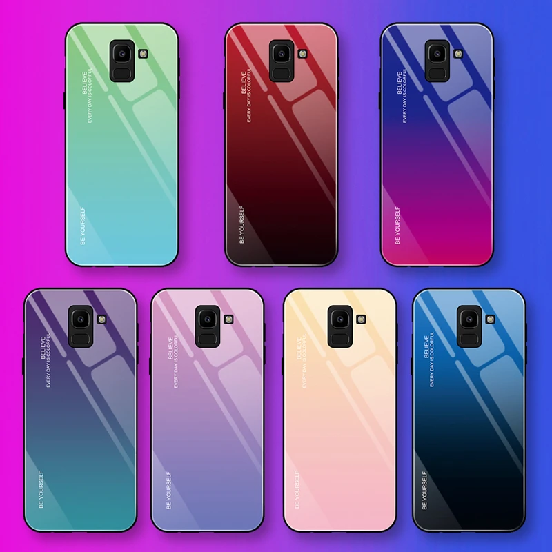 

Tempered Glass Case For Samsung Galaxy S8 S9 S10 Plus S10e A50 A30 70 A7 J6 A8 2018 Note 8 9 M30 M20 Aurora Colorful Cover