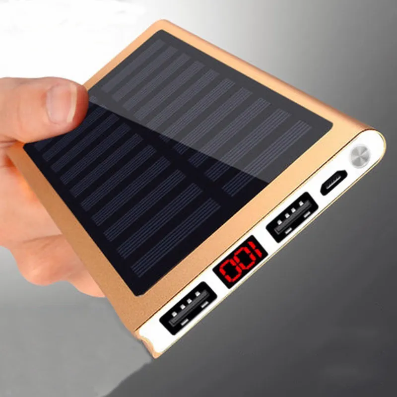 Солнечный 30000 мАч Внешний аккумулятор внешний 2 USB светодиодный портативный