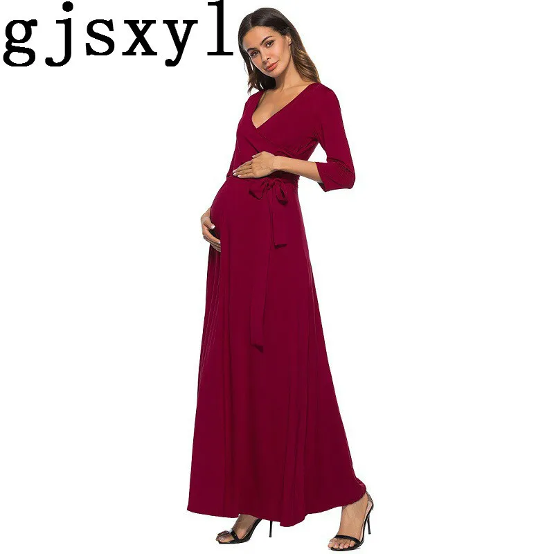 2018 Suit-dress V Lead Seven Part Sleeve Length Skirt Pregnant Woman Crony Natural Color Belt Maternity Dress elegant pregnancy
2018 Suit-dress V Lead Seven Part Sleeve Length Skirt Pregnant Woman Crony Natural Color Belt Maternity Dress elegant pregnancy