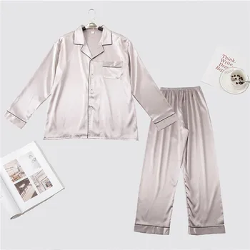 Spring Autumn Silky Satin Male 2 Pieces Nightwear Leisure Long Sleeve Sleepwear Set Solid Color Pajama Pyjama Suit L XL XXL
Spring Autumn Silky Satin Male 2 Pieces Nightwear Leisure Long Sleeve Sleepwear Set Solid Color Pajama Pyjama Suit L XL XXL