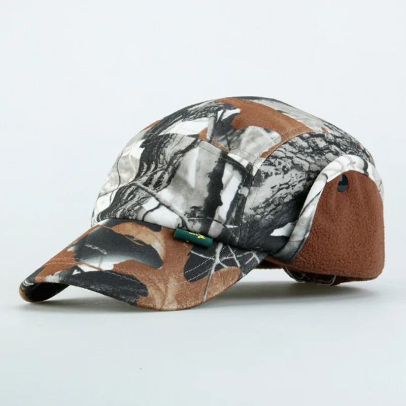 Jungle Men Bionic Camouflage Autumn and Winter High Quilted Warm Windproof Outdoor Protective Ear Baseball Cap | Аксессуары для