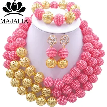 Majalia Fashion Nigerian Wedding African Jewelery Set Coral pink Crystal Plastic Pearl Necklace Bride Jewelry Sets 3SQ026
Majalia Fashion Nigerian Wedding African Jewelery Set Coral pink Crystal Plastic Pearl Necklace Bride Jewelry Sets 3SQ026