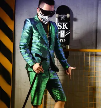 2018 Men's Clothing Personality Green Suit Nightclub Bar men's Singer DJ Costume Stage Costumes
2018 Men's Clothing Personality Green Suit Nightclub Bar men's Singer DJ Costume Stage Costumes