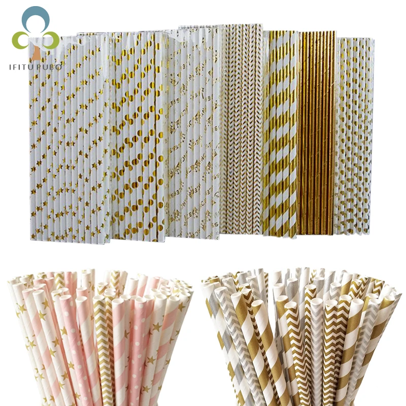 25pcs Metallic Gold Foil Stripe Paper Straws Gold Silver Pink Stripe Hear Star Paper Straws for Wedding Party Decoration GYH
25pcs Metallic Gold Foil Stripe Paper Straws Gold Silver Pink Stripe Hear Star Paper Straws for Wedding Party Decoration GYH