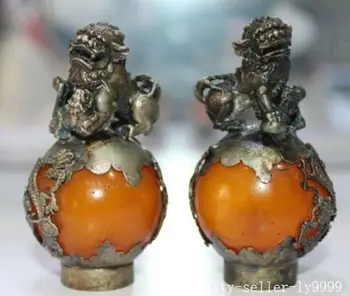 Chinese Feng Shui Copper silver Evil Dogs Lion Pair jade statue decoration metal handicraft
Chinese Feng Shui Copper silver Evil Dogs Lion Pair jade statue decoration metal handicraft