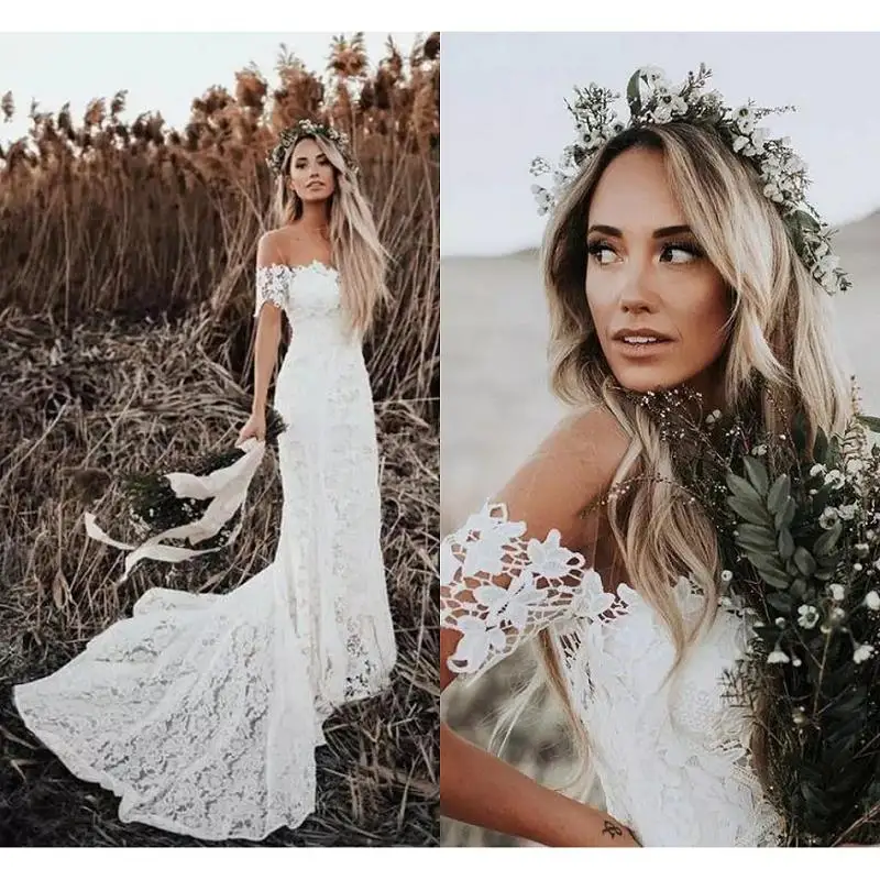 Vintage Boho Lace Wedding Dresses 2019 vestido de noiva Mermaid Wedding Gowns Custom Made Summer Off The Shoulder Bride Dress
Vintage Boho Lace Wedding Dresses 2019 vestido de noiva Mermaid Wedding Gowns Custom Made Summer Off The Shoulder Bride Dress