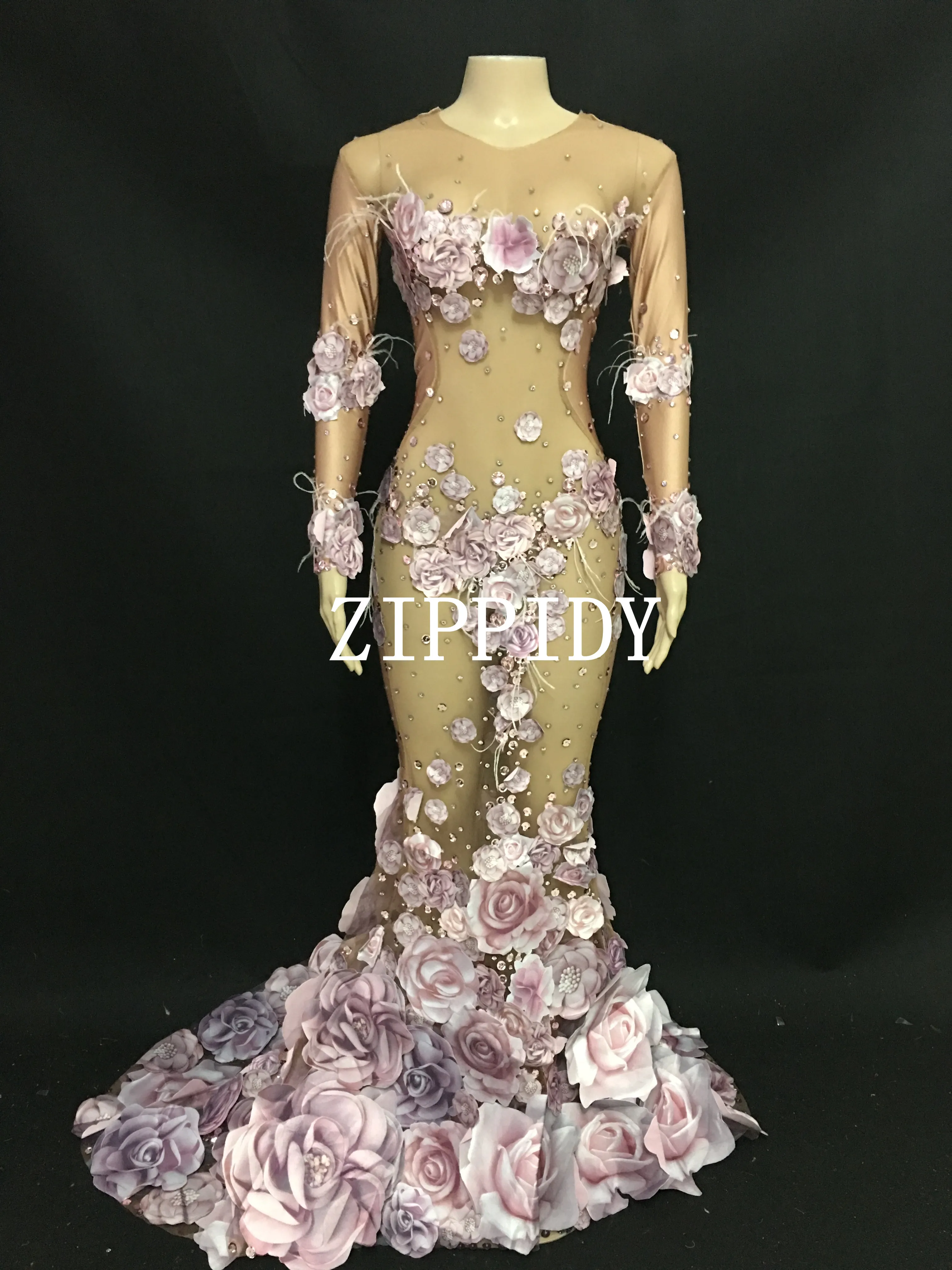 2019 Design Pink Flowers See Through Long Dress 3D Pattern Mesh Stretch Birthday Party Dress Women Singer Performance Costume
2019 Design Pink Flowers See Through Long Dress 3D Pattern Mesh Stretch Birthday Party Dress Women Singer Performance Costume