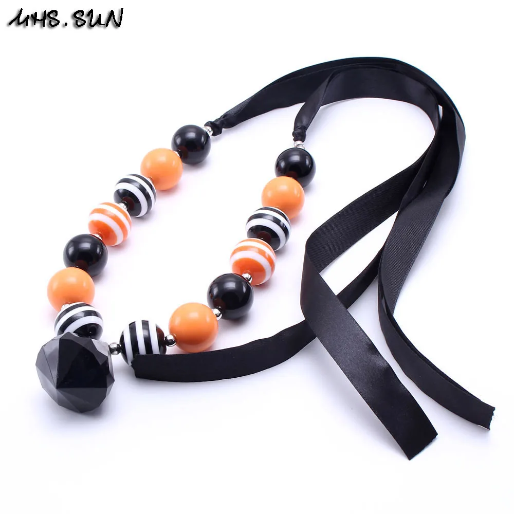 MHS.SUN Halloween Style Kids Girls Chunky Beads Necklace With Ribbon Fashion Child Bubblegum Chunky Necklace Accessories 2Pcs
MHS.SUN Halloween Style Kids Girls Chunky Beads Necklace With Ribbon Fashion Child Bubblegum Chunky Necklace Accessories 2Pcs