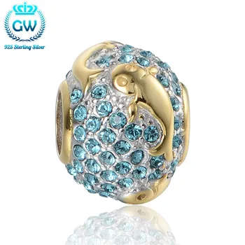 925-Sterling-Silver Golden Charm Pave Blue Australian Crystal Charm Fits Bracelets Brand Gw Beads & Diy Jewelry Making E034
925-Sterling-Silver Golden Charm Pave Blue Australian Crystal Charm Fits Bracelets Brand Gw Beads & Diy Jewelry Making E034