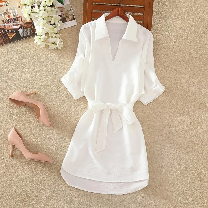 2019 Casual Summer Beach Women Dress Fashion V Neck Half Sleeve Loose White Black Mini Shirt Dresses
2019 Casual Summer Beach Women Dress Fashion V Neck Half Sleeve Loose White Black Mini Shirt Dresses