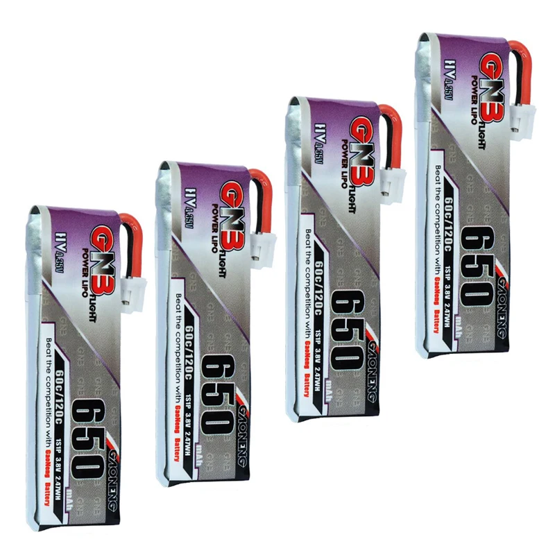 4PCS Gaoneng 650mAh 3.8V 60C HV Lipo battery PH2.0 Plug for Emax Tinyhawk Happymodel Snapper7 E010 M80S Tiny7 Beta85 RC Drone
4PCS Gaoneng 650mAh 3.8V 60C HV Lipo battery PH2.0 Plug for Emax Tinyhawk Happymodel Snapper7 E010 M80S Tiny7 Beta85 RC Drone
