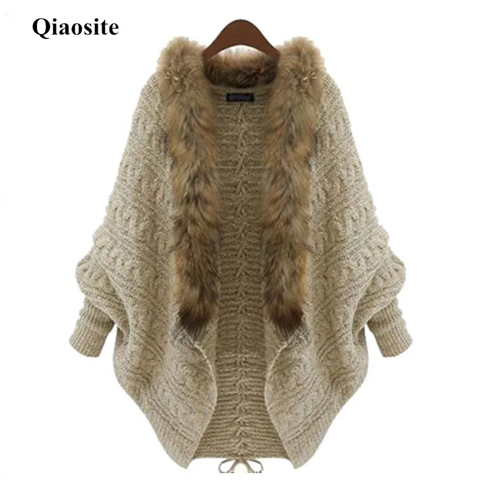 Fashion Loose Big Size Female Cardigans Coat Autumn Winter Batwing Sleeve Fur Collar Sweater Coats Women High Quality Outerwear
Fashion Loose Big Size Female Cardigans Coat Autumn Winter Batwing Sleeve Fur Collar Sweater Coats Women High Quality Outerwear