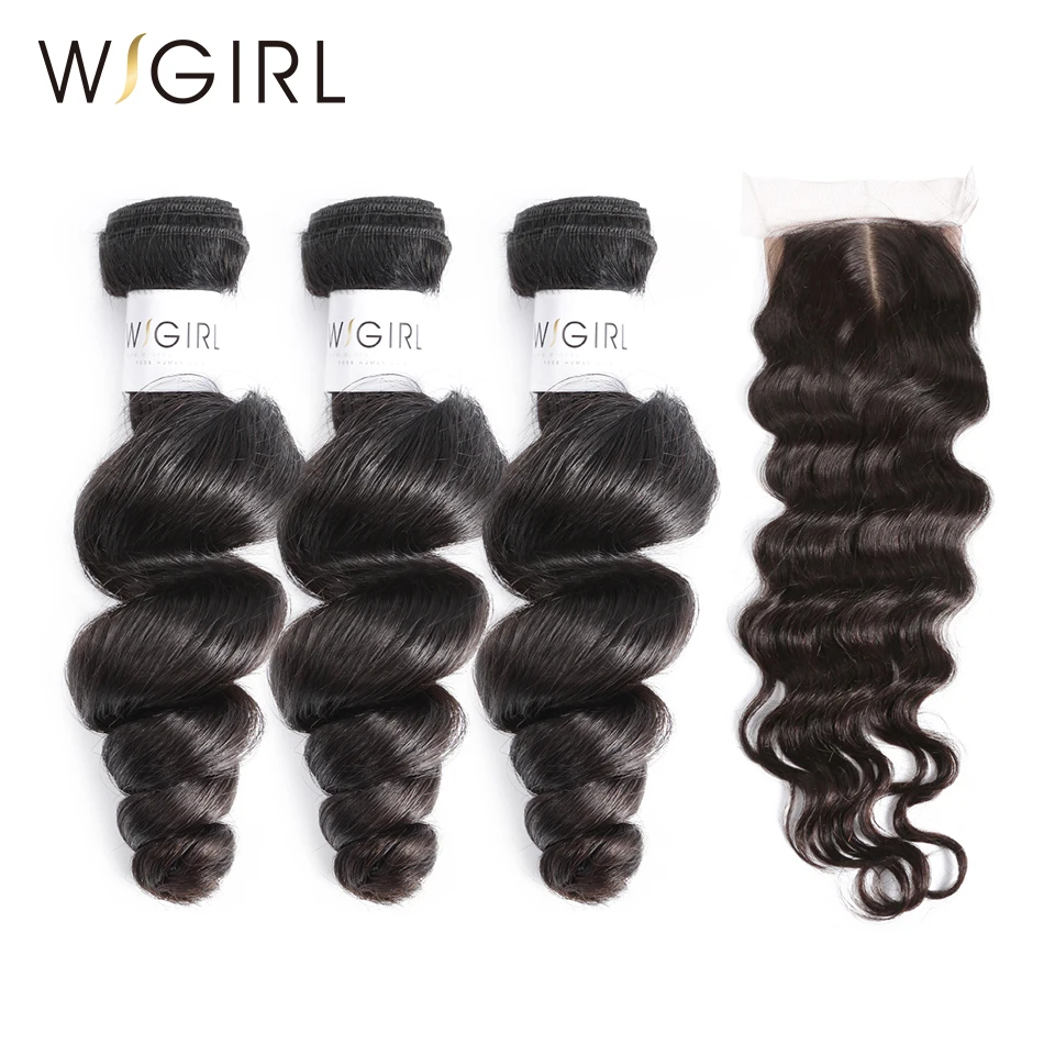 Wigirl Hair Brazilian Loose Wave Hair Bundles With Closure 3 Pcs Remy Hair Weave Add Silk Base Closure Baby Hair 4 Pcs/Lot
Wigirl Hair Brazilian Loose Wave Hair Bundles With Closure 3 Pcs Remy Hair Weave Add Silk Base Closure Baby Hair 4 Pcs/Lot