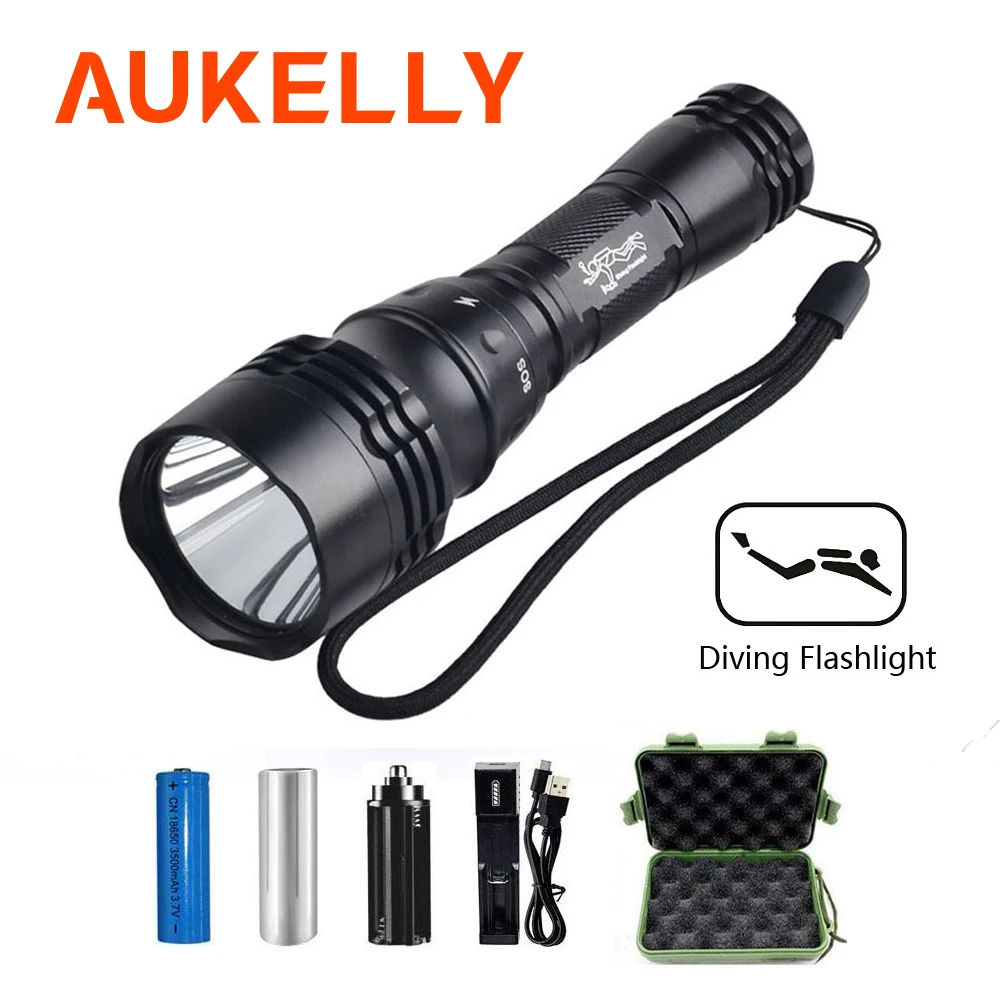 5 Modes Diving Flashlight T6 LED Waterproof Rechargeable 18650 Professional Submarine Scuba zaklamp torchlight Underwater Light
5 Modes Diving Flashlight T6 LED Waterproof Rechargeable 18650 Professional Submarine Scuba zaklamp torchlight Underwater Light