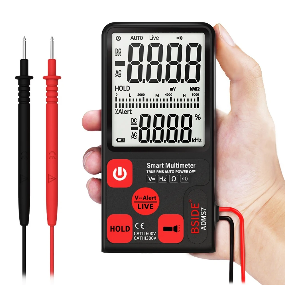 Ultra-Portable Digital Multimeter BSIDE ADMS7 Large 3.5" LCD 3-Line Display Voltmeter With Voltage NCV Resistance Ohm Hz Tester
Ultra-Portable Digital Multimeter BSIDE ADMS7 Large 3.5" LCD 3-Line Display Voltmeter With Voltage NCV Resistance Ohm Hz Tester