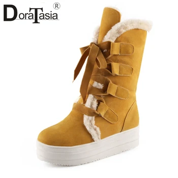 DoraTasia Women Winter Warm Fur Shoes Woman Lace Up Ladies Thick Platform Black Red Yellow Mid-calf Snow Boots Large Size 34-43
DoraTasia Women Winter Warm Fur Shoes Woman Lace Up Ladies Thick Platform Black Red Yellow Mid-calf Snow Boots Large Size 34-43