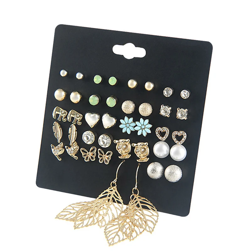 Punk 20 Pairs Pack Leaf Stud Earring Set for Women Fashion Owl Butterfly Heart Charms Ear Studs Simulated Pearl Brincos Jewelry
Punk 20 Pairs Pack Leaf Stud Earring Set for Women Fashion Owl Butterfly Heart Charms Ear Studs Simulated Pearl Brincos Jewelry