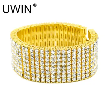 UWIN Hip hop Men's Bracelet Bangle Alloy Gold Color 8 Row Shiny AAA Rhinestones Crystal Bracelet Chain Rock Punk Jewelry 20cm
UWIN Hip hop Men's Bracelet Bangle Alloy Gold Color 8 Row Shiny AAA Rhinestones Crystal Bracelet Chain Rock Punk Jewelry 20cm