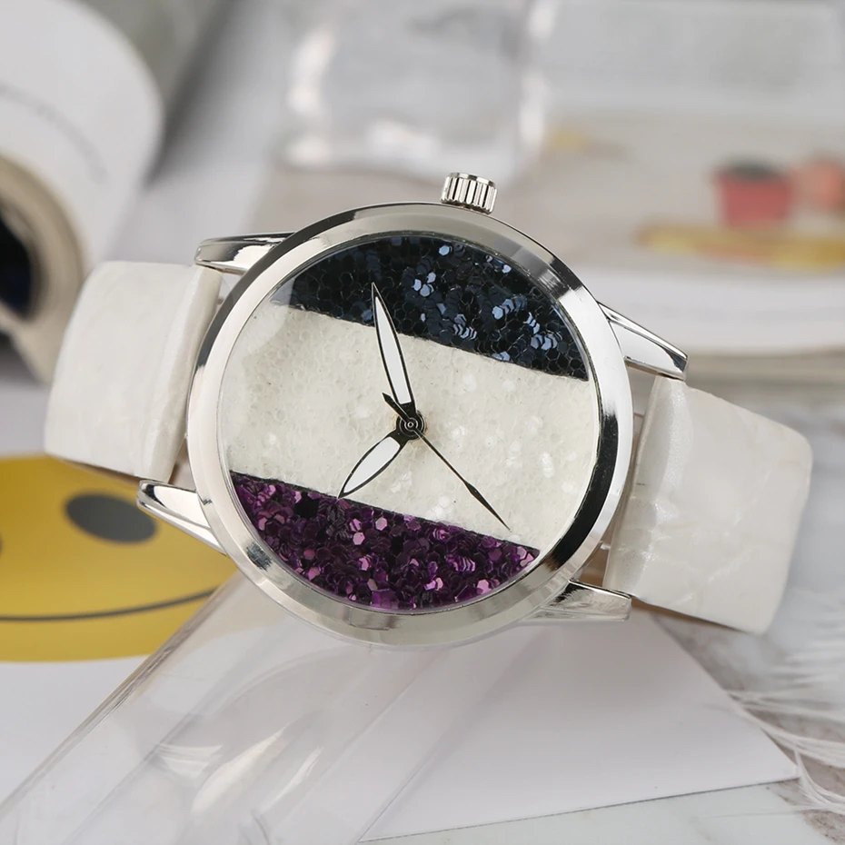2017 New arrivals Women Bracelet Watch Crystal Glitter Quartz Clocks Female White Pointer Multicolor PU Leather Relogio Feminino Fashion (22)