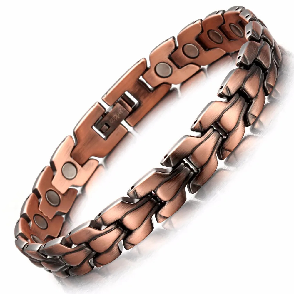 Pulsera magn/ética y curativa de Color Gris Hecha de Cobre