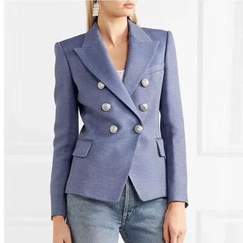 New 2019 European and American blockbuster women s wear double breasted silver metal lion head button thick suit jacket
New 2019 European and American blockbuster women s wear double breasted silver metal lion head button thick suit jacket