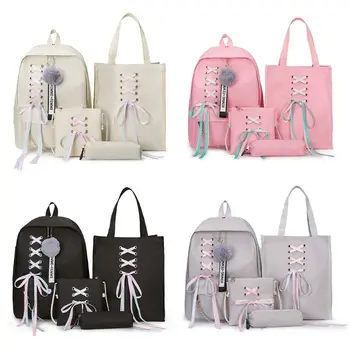 4Pcs/Set Ribbon Chain Bowknot Letter Canvas Backpack Travel Rucksacks Daypack For Teenage Girls School Bagpack
4Pcs/Set Ribbon Chain Bowknot Letter Canvas Backpack Travel Rucksacks Daypack For Teenage Girls School Bagpack