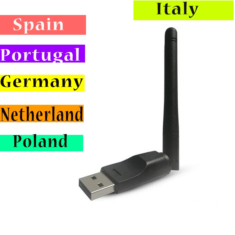 RT5370 USB Wifi Europe Cccam cline for 1 Year 7 Europe Cline for Satellite TV Receiver Channels DVB-S2 150M Wireless Adapter
RT5370 USB Wifi Europe Cccam cline for 1 Year 7 Europe Cline for Satellite TV Receiver Channels DVB-S2 150M Wireless Adapter