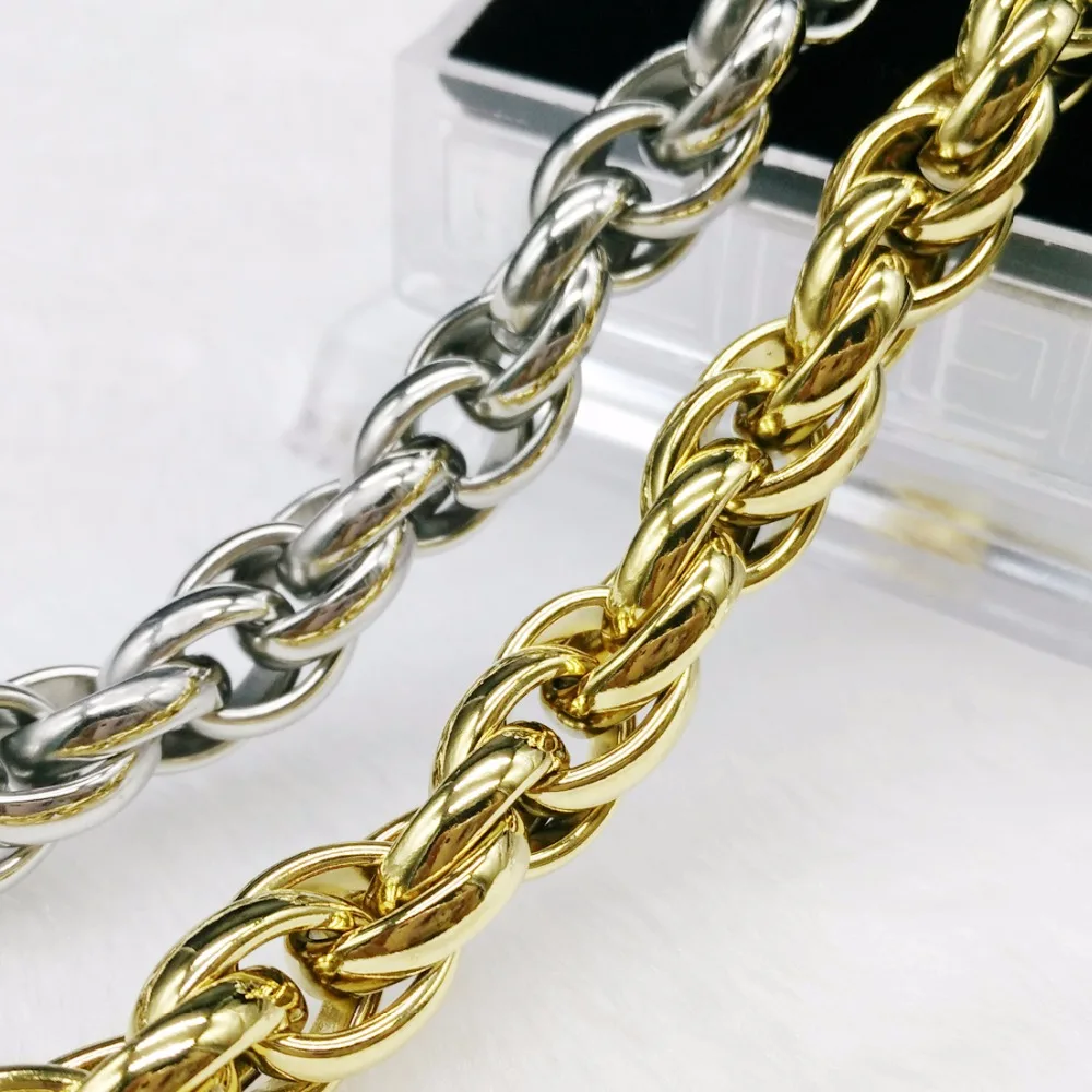9mm 11mm Wide Silver/Gold Color Stainless Steel Link Chain Men's False Twist Chain Necklace Or Bracelet 7-40" Custom Size
9mm 11mm Wide Silver/Gold Color Stainless Steel Link Chain Men's False Twist Chain Necklace Or Bracelet 7-40" Custom Size