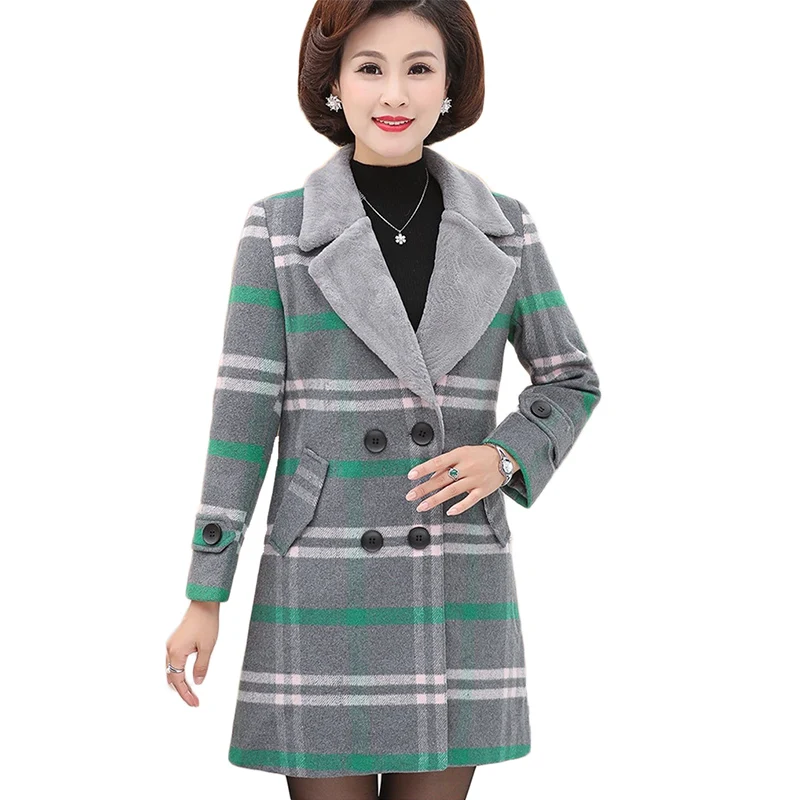 Middle-aged women Plus size Woolen coat Autumn Winter Temperament Warm Wool coats Noble womens Loose Lattice Overcoat 5XL A1018
Middle-aged women Plus size Woolen coat Autumn Winter Temperament Warm Wool coats Noble womens Loose Lattice Overcoat 5XL A1018