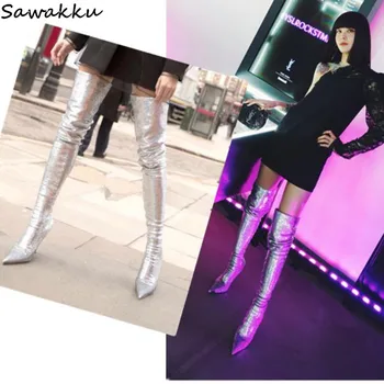 Fashion Glitter Thigh High Boots Women Bling Bling Sequined Sexy Stilettos Heel Runway Shoes High Heels Slim Over The Knee Boots
Fashion Glitter Thigh High Boots Women Bling Bling Sequined Sexy Stilettos Heel Runway Shoes High Heels Slim Over The Knee Boots