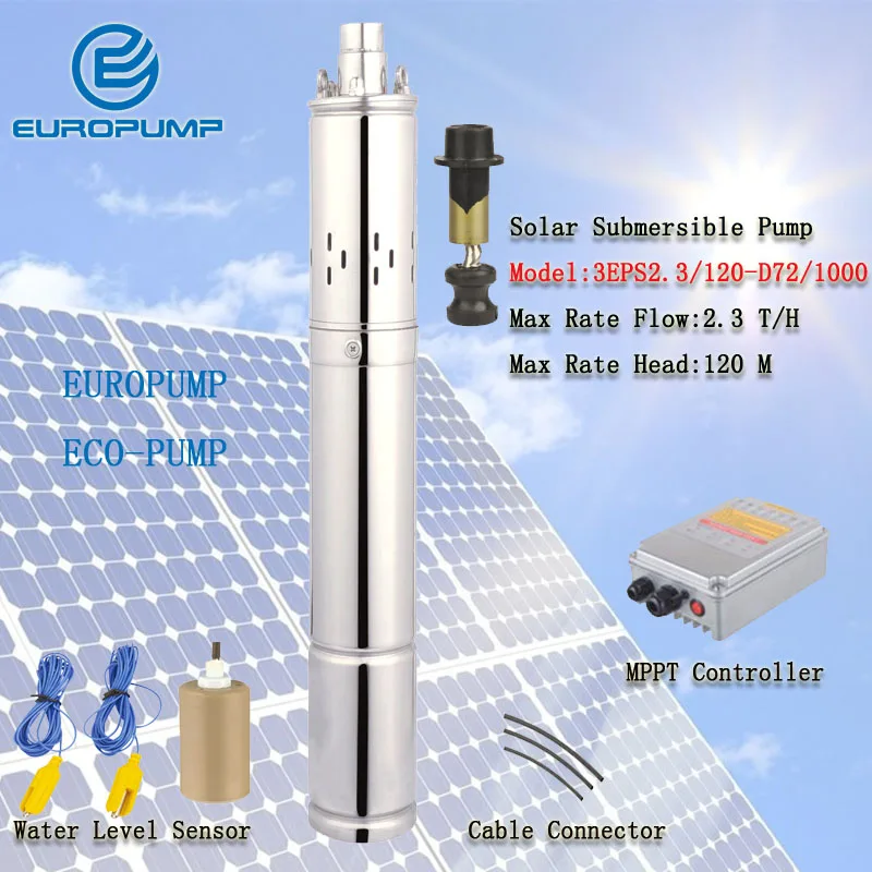 EUROPUMP MODEL(3EPS2.3/120-D72/1000) 3inch Max head 120M Max flow 2.3T/H solar water pump,solar powered submersible water pumps
EUROPUMP MODEL(3EPS2.3/120-D72/1000) 3inch Max head 120M Max flow 2.3T/H solar water pump,solar powered submersible water pumps