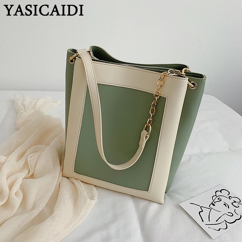 YASICAIDI Fashion Patchwork PU Ladies Hand Bags Portable Casual Tote Shopping Top-Handle Bags Leather Chain Women Shoulder Bag
YASICAIDI Fashion Patchwork PU Ladies Hand Bags Portable Casual Tote Shopping Top-Handle Bags Leather Chain Women Shoulder Bag