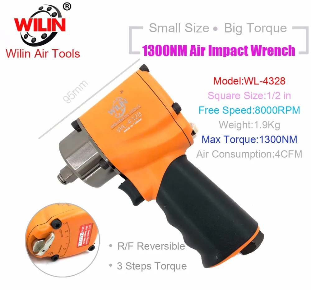 Industrial Wilin Pneumatic Tools 1/2" Inch Mini Composite Air Impact Wrench 1300NM Big Torque Twim Hammer
Industrial Wilin Pneumatic Tools 1/2" Inch Mini Composite Air Impact Wrench 1300NM Big Torque Twim Hammer