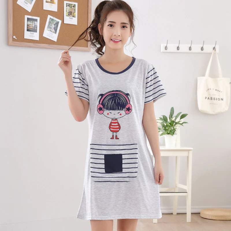 2017 Brand Summer Cotton Nightgown Women Sweet Girl Lounge Nightdress Cartoon Sleepwear Short Lady Sleepshirts 3XL Home Clothing
2017 Brand Summer Cotton Nightgown Women Sweet Girl Lounge Nightdress Cartoon Sleepwear Short Lady Sleepshirts 3XL Home Clothing
