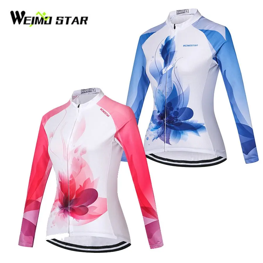 Flowers Shirt Weimostar Women Long Sleeve Cycling Jersey cycling clothing Bike MTB Tops Breathable Clothing Jackets | Спорт и